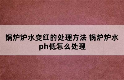 锅炉炉水变红的处理方法 锅炉炉水ph低怎么处理